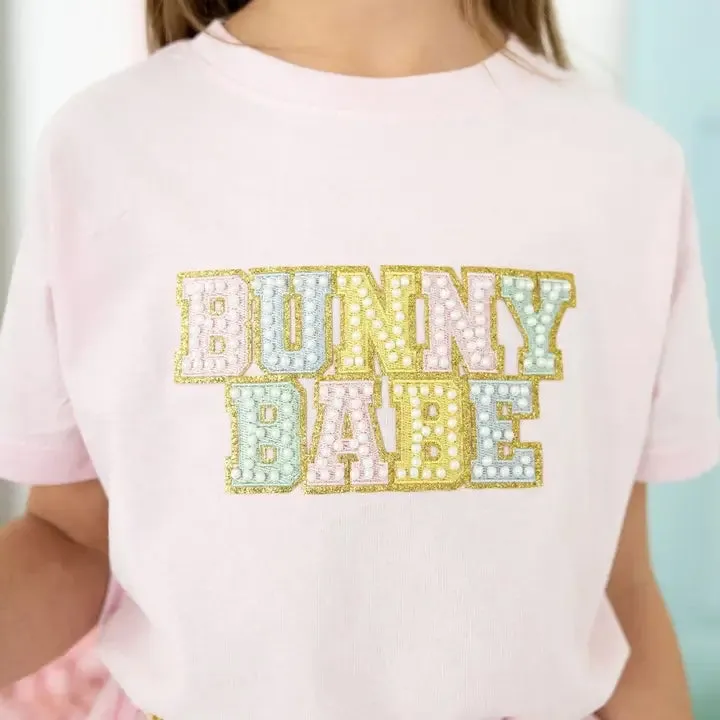 Bunny Babe Patch Easter Short Sleeve T-Shirt - Ballet - Kids