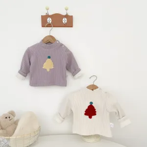 Christmas Tree Baby Mock Neck Fleece-Lined Top