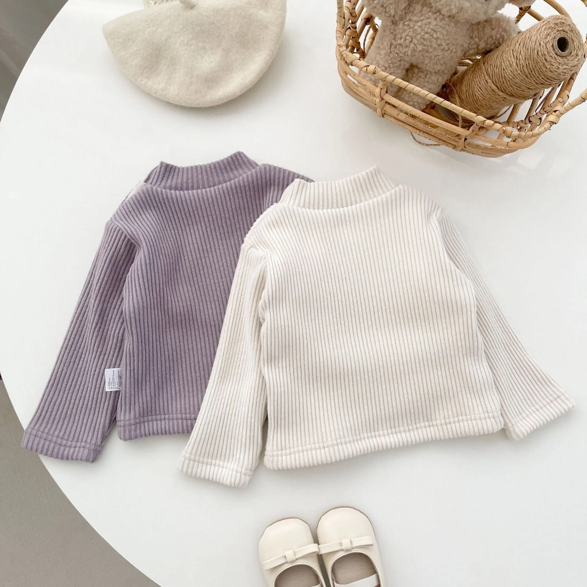 Christmas Tree Baby Mock Neck Fleece-Lined Top
