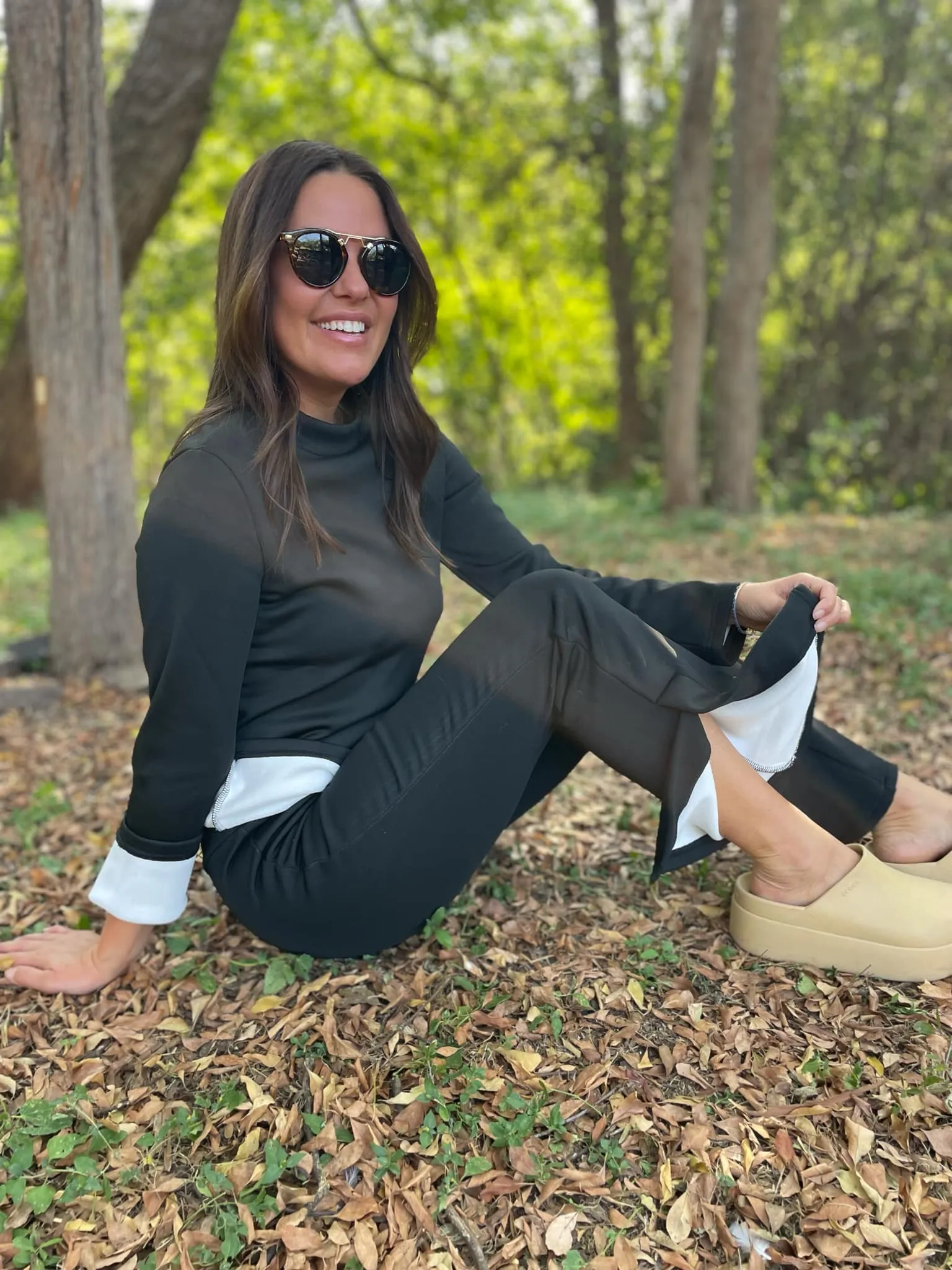Cuddle Up Fleece Lined Flares in Black