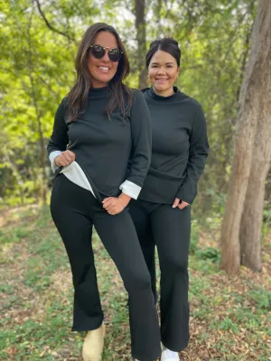 Cuddle Up Fleece Lined Flares in Black