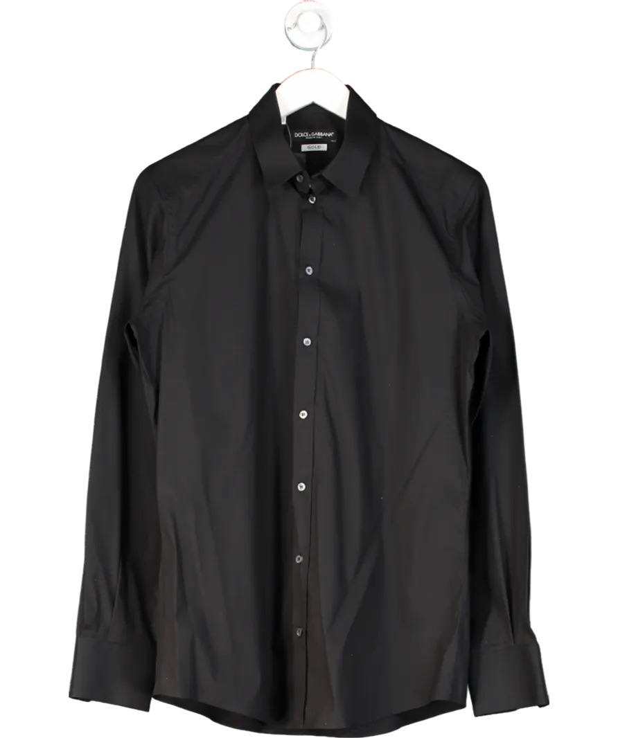 Dolce & Gabbana Black Stretch Cotton Gold Fit Shirt UK 40" CHEST