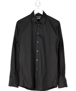 Dolce & Gabbana Black Stretch Cotton Gold Fit Shirt UK 40" CHEST