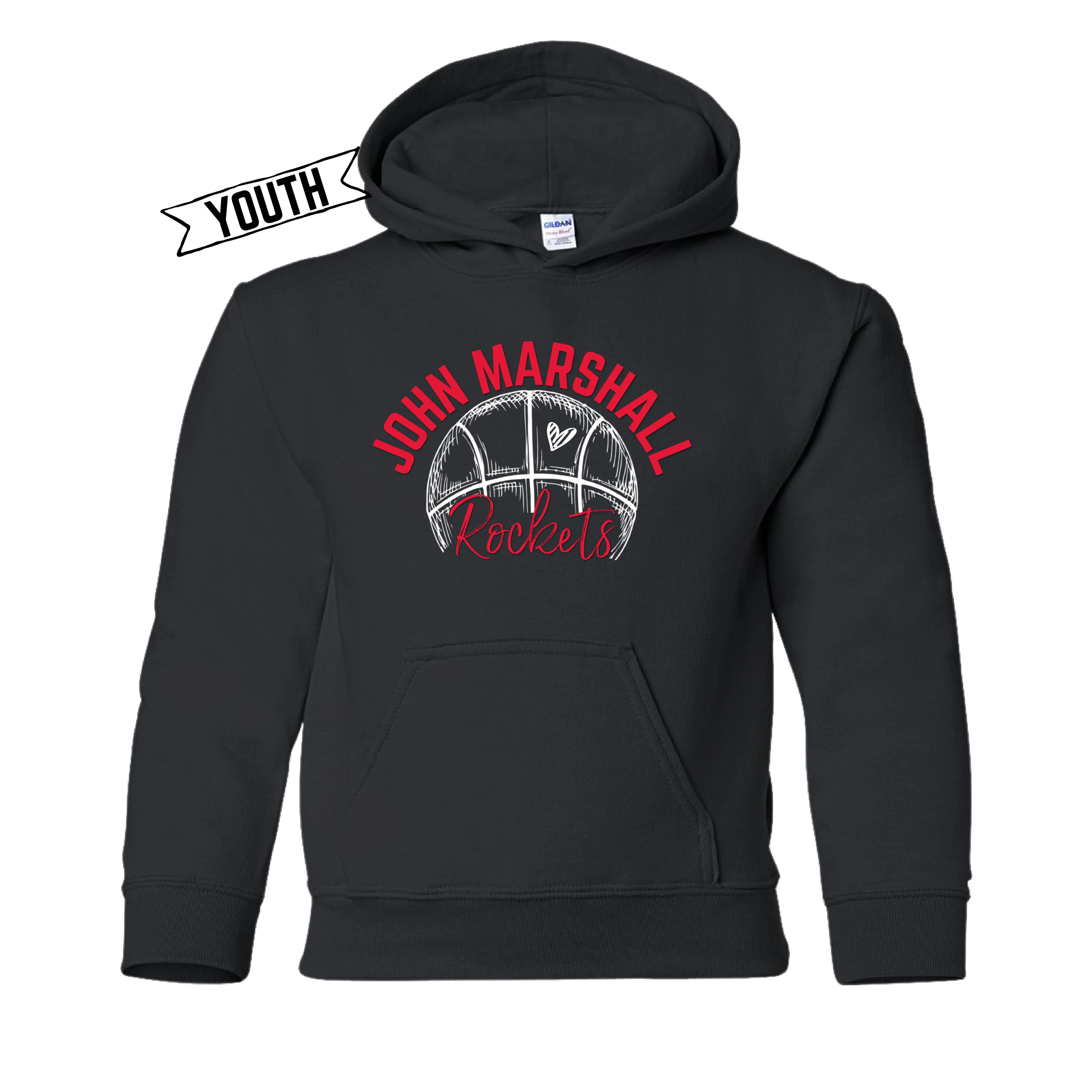 John Marshall Rockets Basketball YOUTH  Tee/Crew Neck/ Hoodie