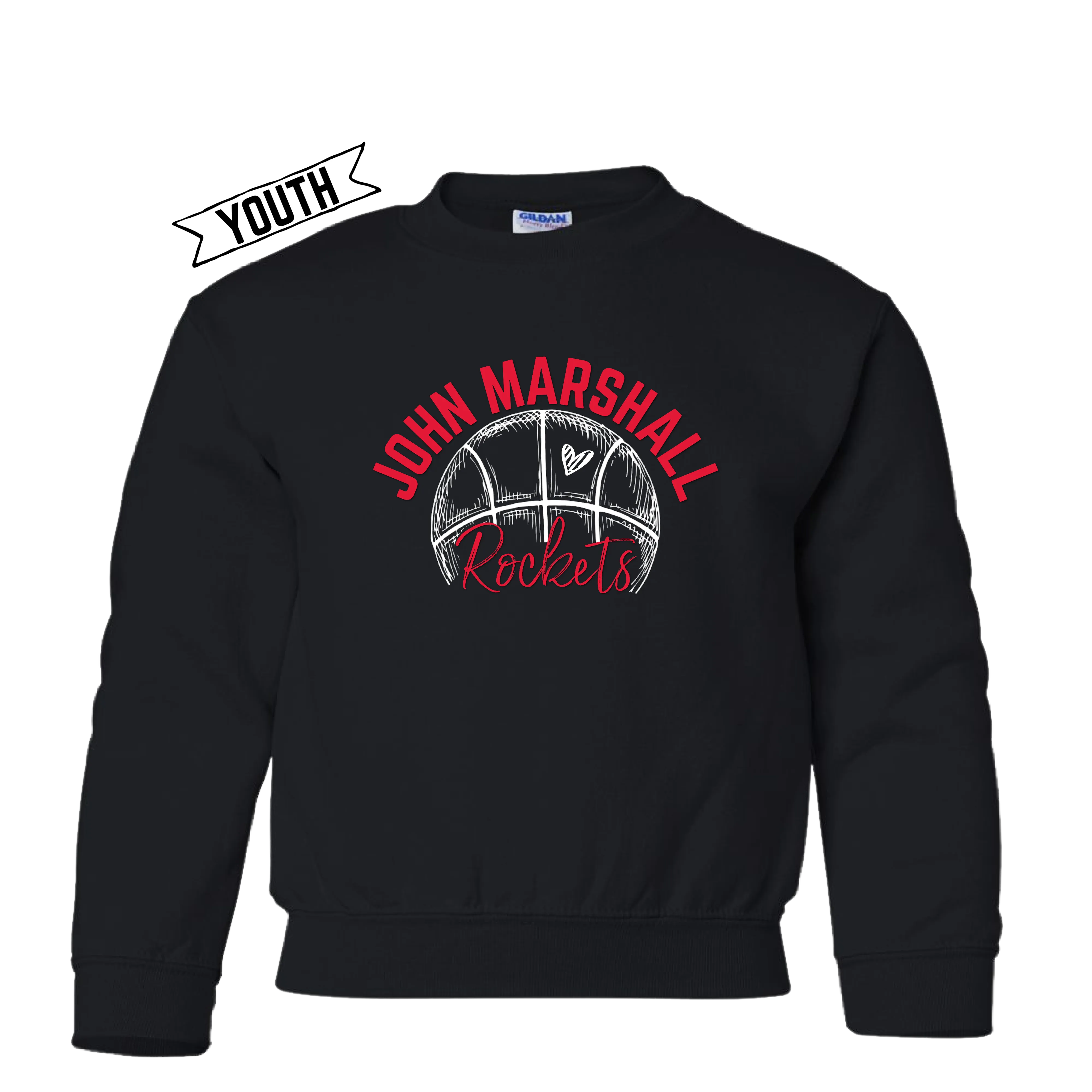John Marshall Rockets Basketball YOUTH  Tee/Crew Neck/ Hoodie