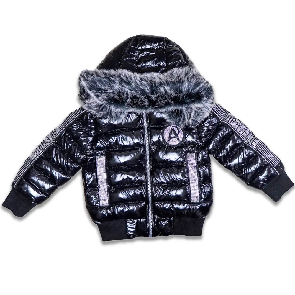 Kids AP Bomber Puffer Jacket-Black