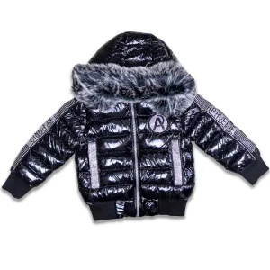 Kids AP Bomber Puffer Jacket-Black