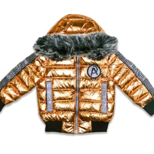 Kids AP Bomber Puffer Jacket-Gold